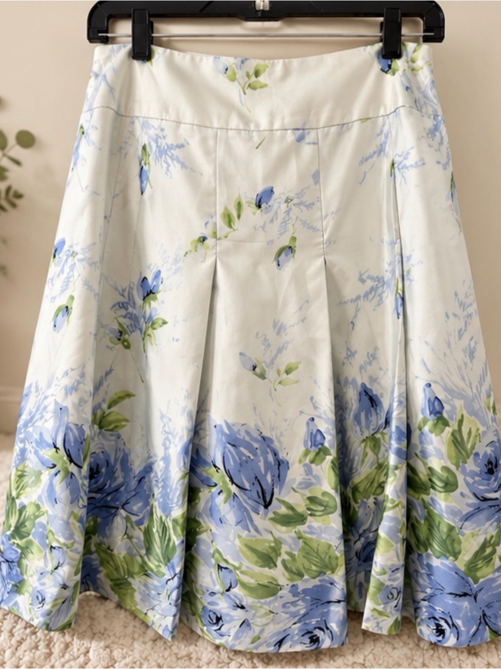 Nine West Light Blue Floral Circle Skirt with Blue & Green Accents
